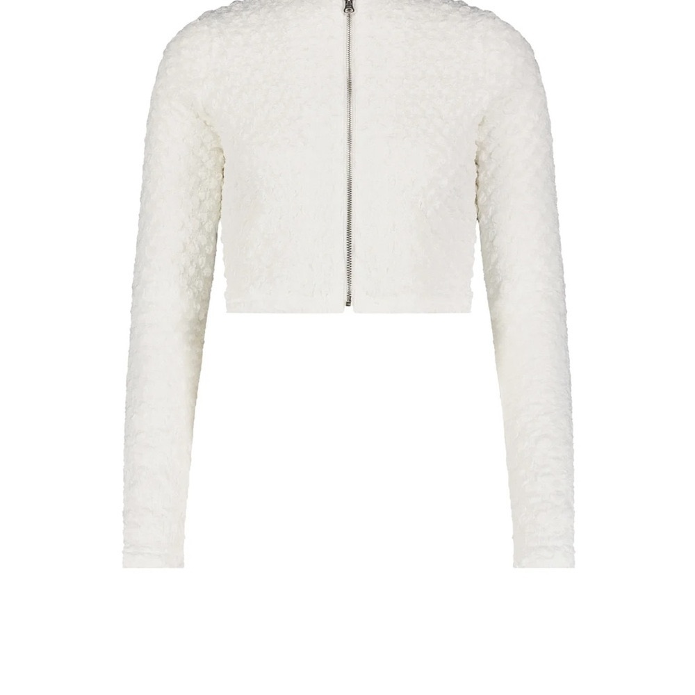 Aleeza Paris White Jiffy Pop Zipper cardigan Large